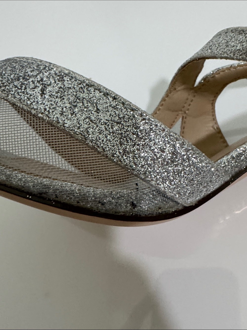 Nina New York Silver Glitter Peep Toe Slingback Heels Size 9.5M - Picture 6 of 8